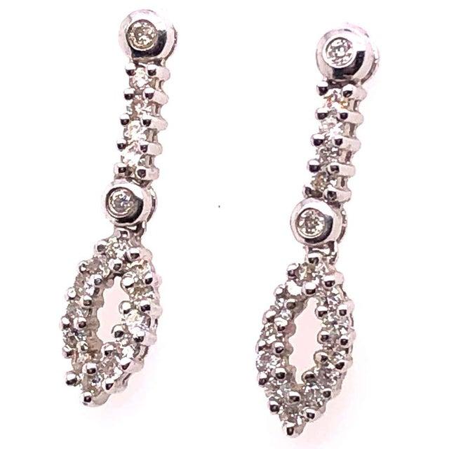 14 Karat White Gold Free Style Diamond Drop / Dangle Earrings For Sale - Image 4 of 9