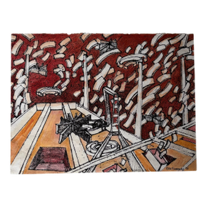 Ruth Esserman Abstract Architectural Mixed Media on Paper, Signed 2003