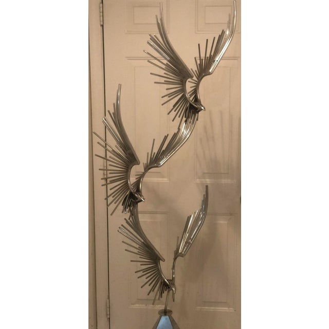 1970s Curtis Jere Chromed Metal Birds in Flight Sculpture For Sale In West Palm - Image 6 of 13