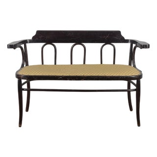 Antique Viennese Style Bench with Armrests For Sale
