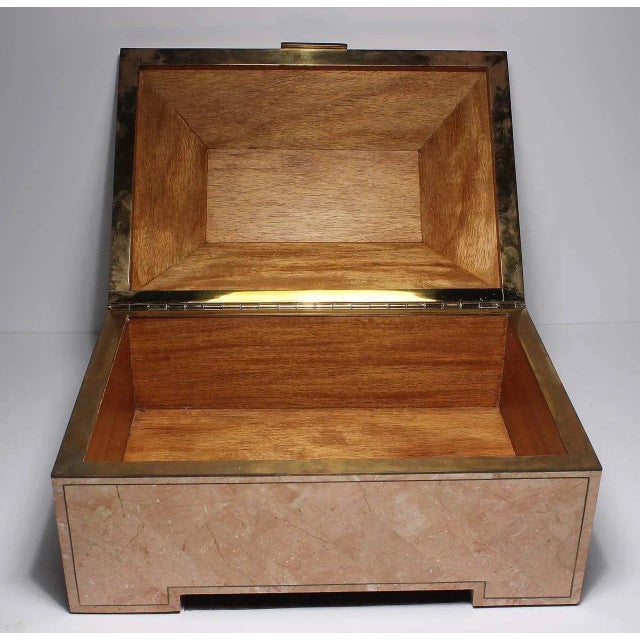 Vintage Maitland Smith coral or pink jewelry box. Unmarked.