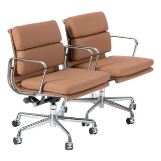Eames for Herman Miller Aluminum Group Office Chairs in Vegan Leather by Schumacher For Sale