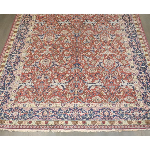 Antique Zabihi Collection Red Persian Tabriz Rug For Sale - Image 4 of 9