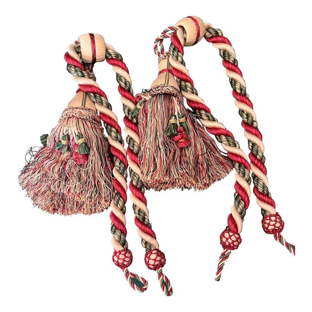 Pair of Robert Allen Sashiel Aurora France Curtain Drapery Tie-Back Tassels For Sale