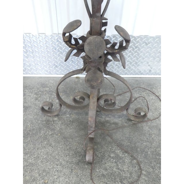Late 20th Century Vintage Wrought Iron Palm Beach Style Floor Lamps - a Pair For Sale - Image 5 of 13