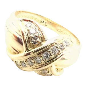 Tiffany & Co. 18k Yellow Gold Diamond Signature X Band Ring, size 5.75