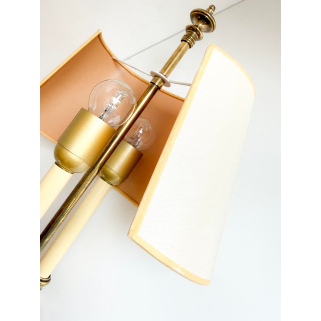 Vintage Neoclassical Brass Wall Lamp with Off-White Shade, 1970s For Sale - Image 15 of 18
