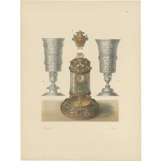 Hefner-Alteneck, Clock and Chalices, 1890, Paper For Sale