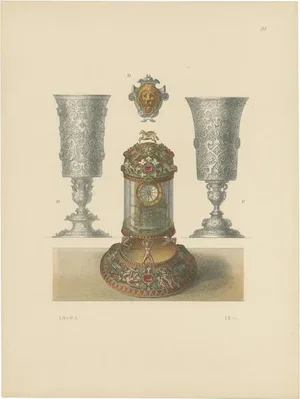 Hefner-Alteneck, Clock and Chalices, 1890, Paper