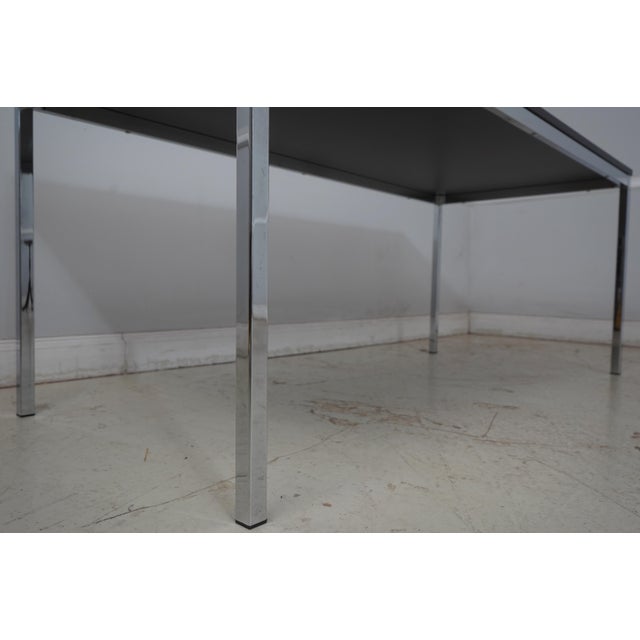 1990s Modern Design Chrome Base Top Dining Table or Desk For Sale - Image 5 of 12