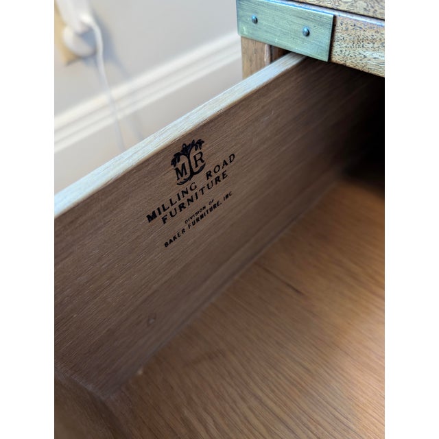 Brown Pair of 1960s Milling Road for Baker Campaign Nightstands (Brass Pulls) For Sale - Image 8 of 10