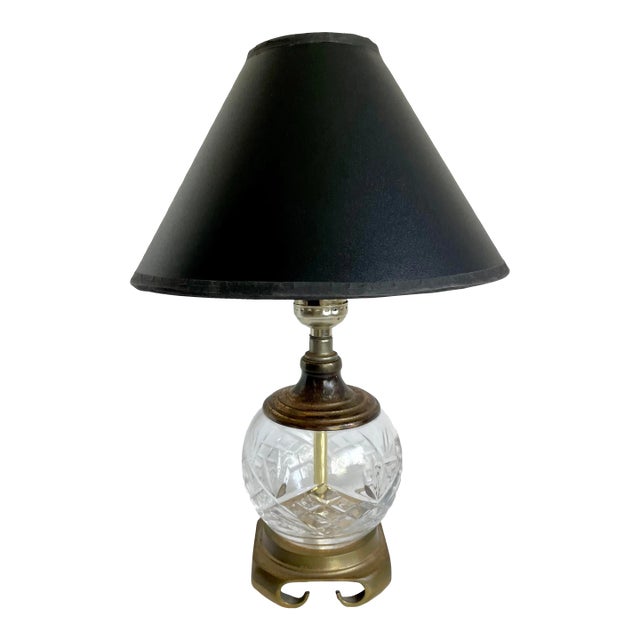 Chippendale Petite Cut Glass and Brass Desk Task Lamp For Sale