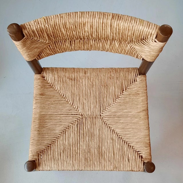 Wooden Chair with Rush Seat and Backrest, 1970s For Sale - Image 4 of 6