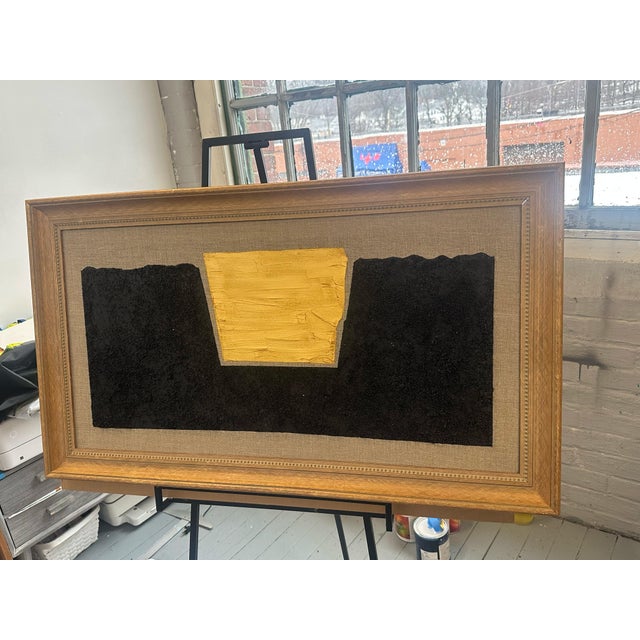 Contemporary Gold and Carbon Painting on Spanish Linen Minimalist Painting, Framed "Exposed" For Sale - Image 3 of 6