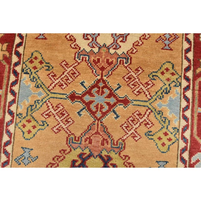Gold Kazak Runner 2’8” X 9’9” Gold Wool Tribal Hand-Knotted Oriental Rug For Sale - Image 8 of 13