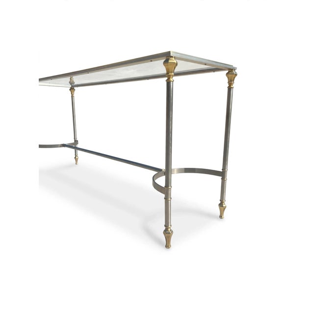 Mid Century Hollywood Regency Neoclassical Italian Brass Console Table Italy For Sale In Palm Springs - Image 6 of 12