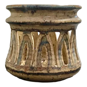Wishon-Harrell Mid-Century Stoneware Pottery Candle Holder