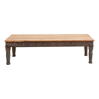 Long Antique Indian Takhat Teak Coffee Table For Sale