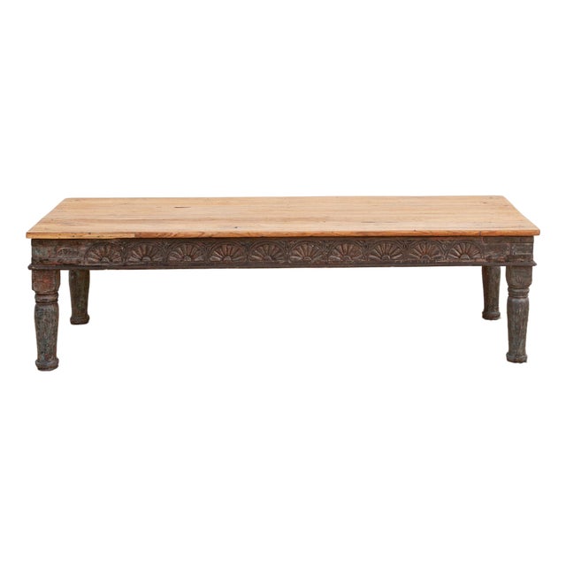 Long Antique Indian Takhat Teak Coffee Table For Sale