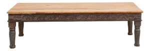 Long Antique Indian Takhat Teak Coffee Table