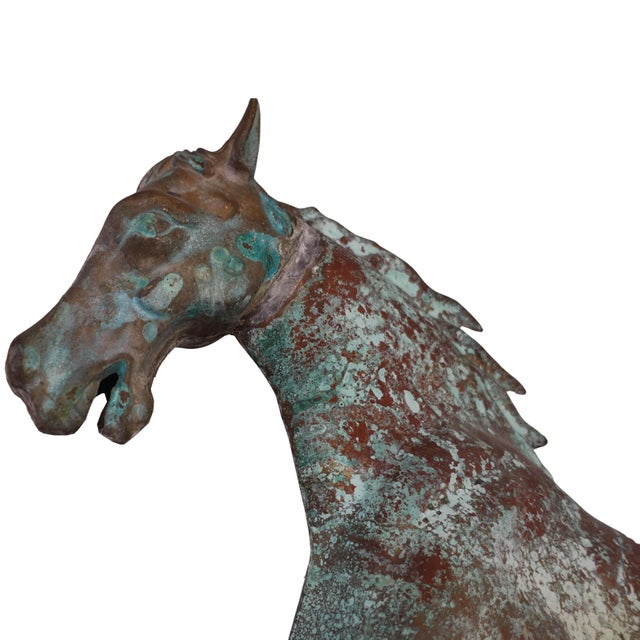Rustic Late 19th Century Patinated Equestrian Copper & Zinc Weathervane For Sale - Image 3 of 5