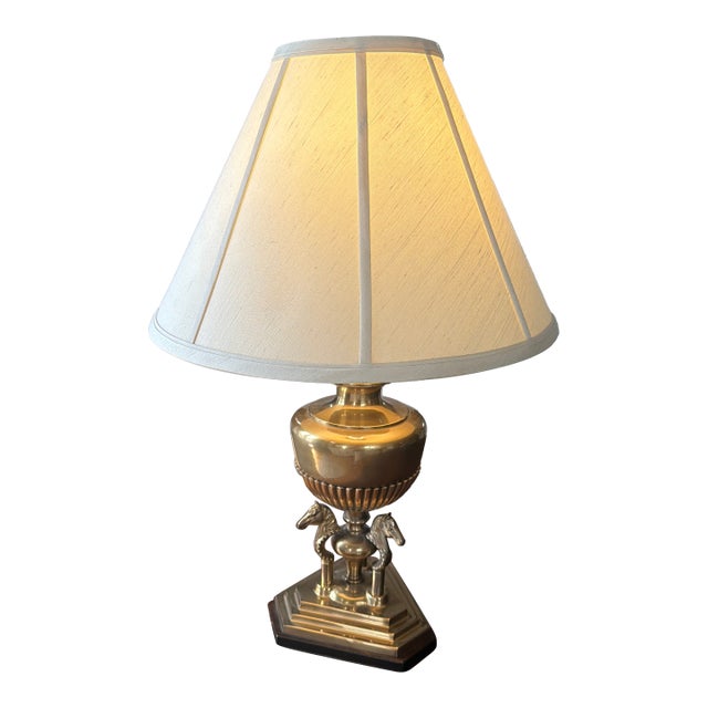 1940s Frederick Cooper Brass 3 Horse Lamp For Sale