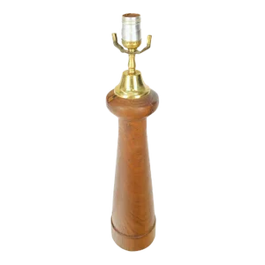 Turned Walnut or Teak Mid-Century Modern Table Lamp, c.1970s