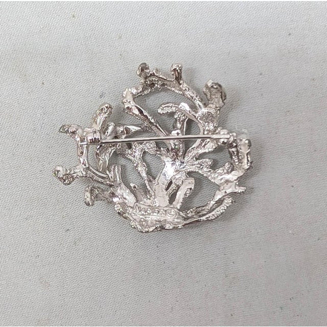 Vintage 1970s Signed Napier Rhodium Plated "Coral" Brooch For Sale In Philadelphia - Image 6 of 7