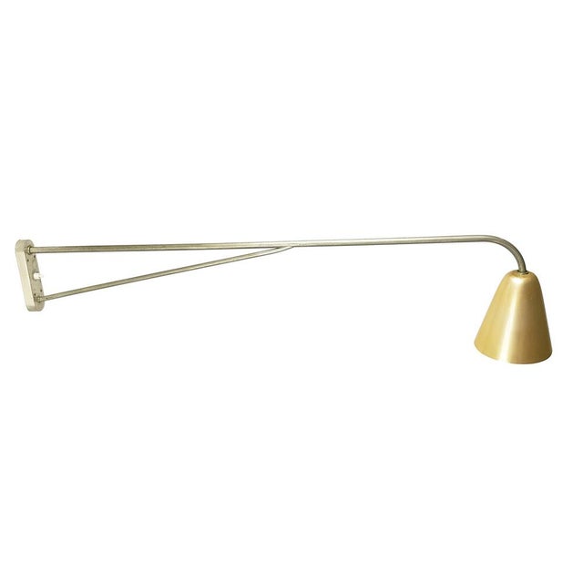 Italian Rationalist Anodized Aluminum and Nickel-Plated Brass Wall Lamp, 1940s For Sale - Image 9 of 9