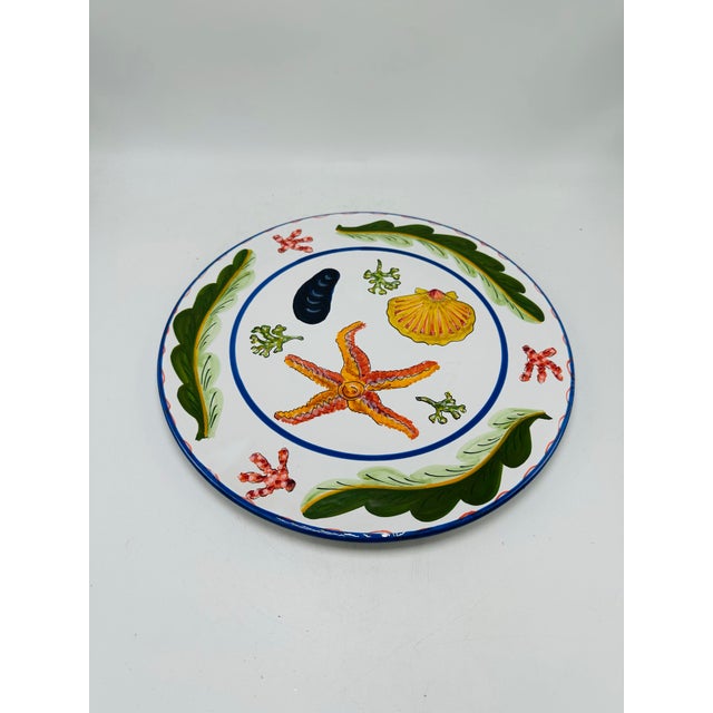1980s 1980s Hand Painted Italian Coastal Cake Plate For Sale - Image 5 of 6
