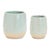 Modern Two-Tone Porcealin Planter with Leaf Design (Set of 2) For Sale - Image 3 of 4