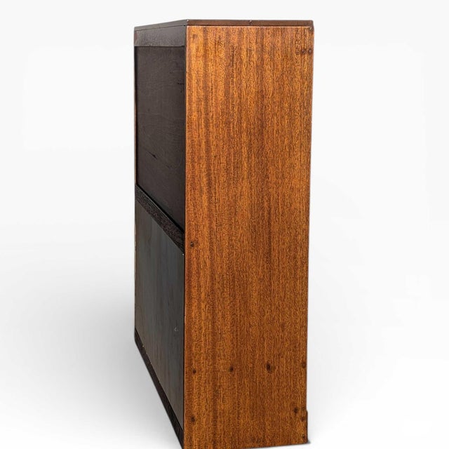 Early 20th Century Japanese Antique Refinished Cabinet With Figured Wood Panels and Fabric Inserts For Sale - Image 5 of 17