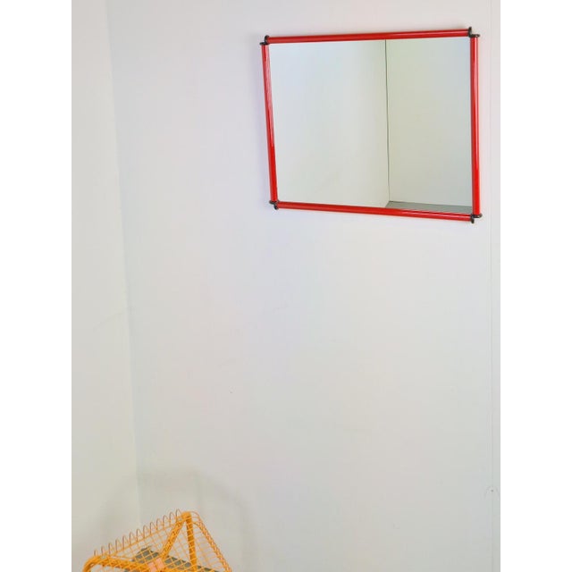 Italian Postmodern Red Frame Mirror, 1980s For Sale - Image 4 of 10