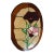 Vintage Handcrafted Oval Shaped Large Floral Motif Stained Glass Panel Suncatcher Window Hanging 18” X 13” For Sale