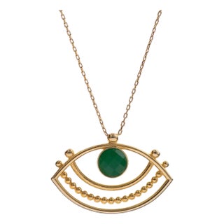 Eternal Vision Emerald Eye Gold Necklace For Sale