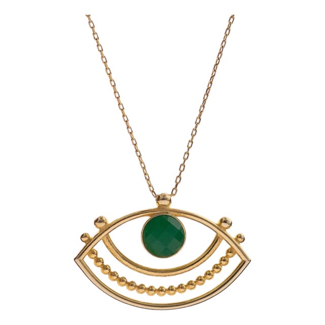 Eternal Vision Emerald Eye Gold Necklace For Sale
