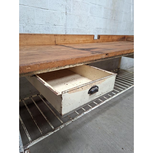Wood Industrial Baker's Worktable in Beech For Sale - Image 7 of 11