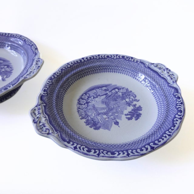 Antique tableware from Rörstrand, made between 1845-1934. from Sweden. Deep serving plate on foot and handles.