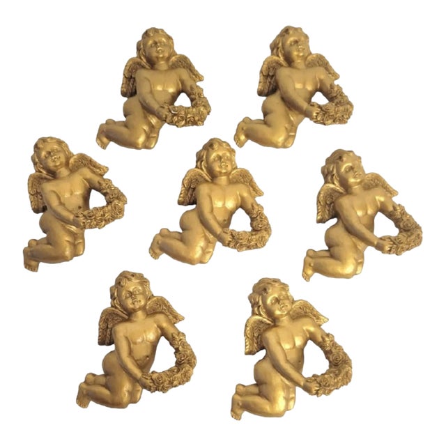 Vintage Gold Cherub Angel Napkin Rings Set of 7 For Sale