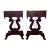 Pair of Vintage Victorian-Style Lyre Harp Base Marble Top Nightstands / Side Tables – Italian Marble, Carved Rose Drawers For Sale