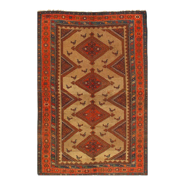 Pasargad DC Camel Color Persian Antique Malayer Rug For Sale