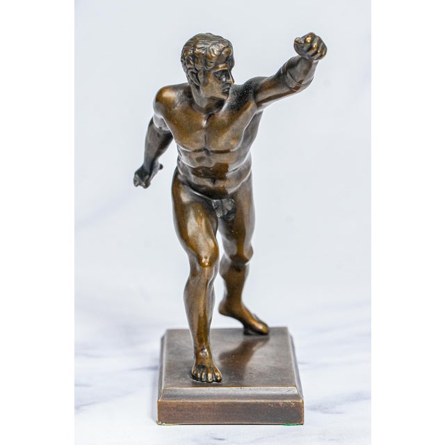 Wonderful Miniature Borghese Gladiator Antique Grand Tour Bronze Statue Sculpture Neoclassical For Sale - Image 4 of 13