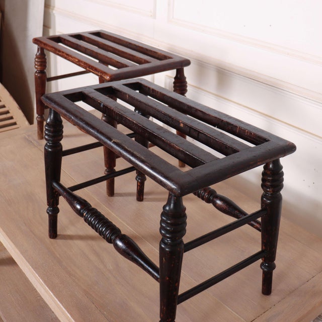 Vintage English Luggage Stands, Set of 2 For Sale - Image 5 of 7