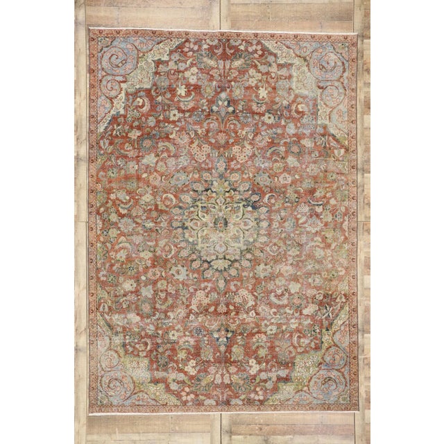Brick Red Antique Persian Mahal Rug - 08'01 X 11'05 For Sale - Image 8 of 9