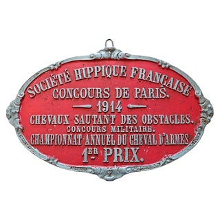 1914 1st Place Paris Horse Show Trophy Plaque For Sale