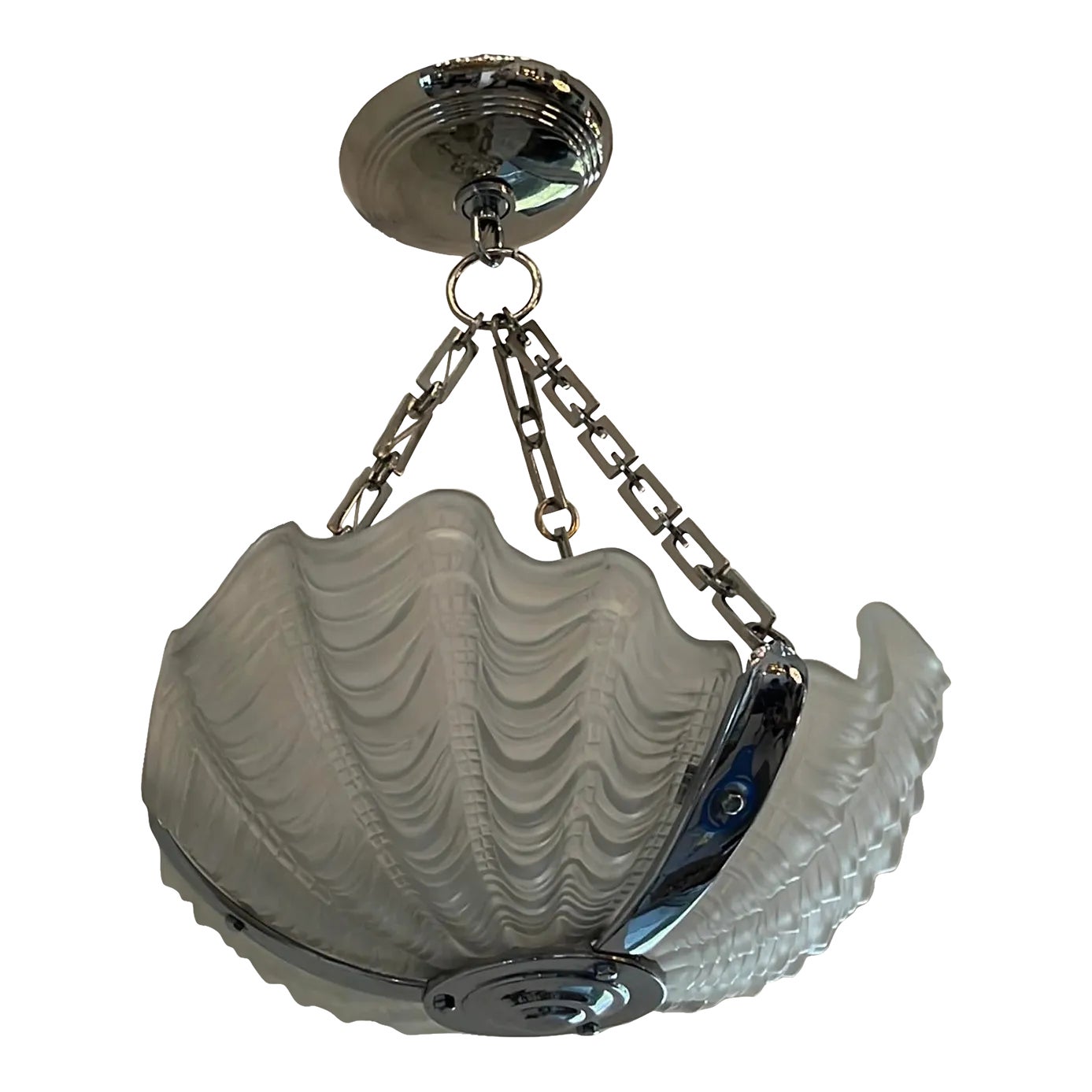 1930s Art Deco Shell Pendant Light | Chairish