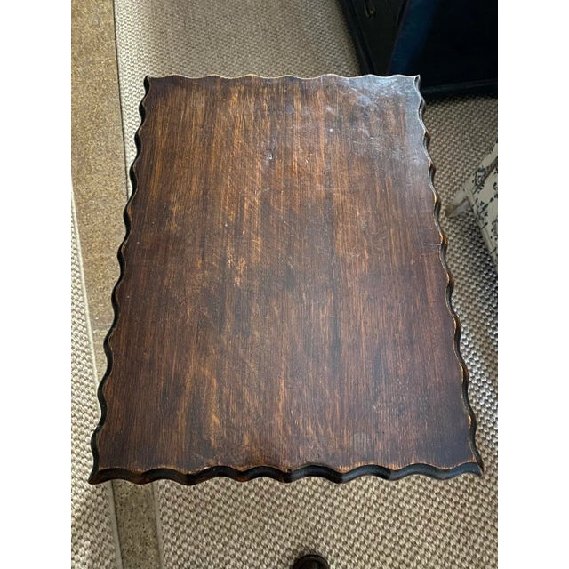 1930s English Barley Twist 2 Tier Scalloped Side Table For Sale - Image 9 of 12