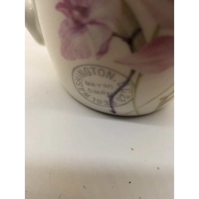 Asian Vintage Asian Inspired Porcelain Orchid Handpainted Coffee Cup For Sale - Image 3 of 4