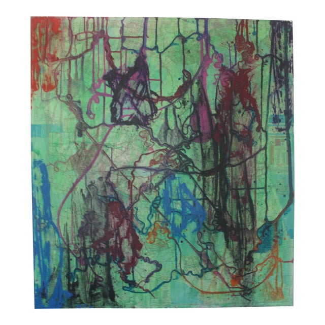 Large Painting and Collage Map of Los Angeles For Sale