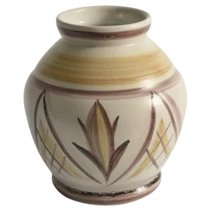 Swedish Folk Art Bulb Vase with Floral Motif by Maggie Wibom for Bo Fajans, 1930s